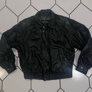 Wilson Black Leather Jacket Mens